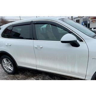 Ветровики с хромированной полосой (4 шт, HIC) Porsche Cayenne 2010-2017 гг. фото 2
