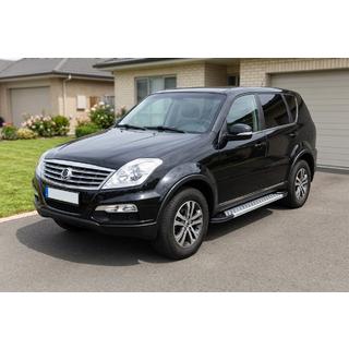 Боковые Подножки Vision New Grey (2 шт., Алюминий) SsangYong Rexton I 2001-2017 гг. фото 1