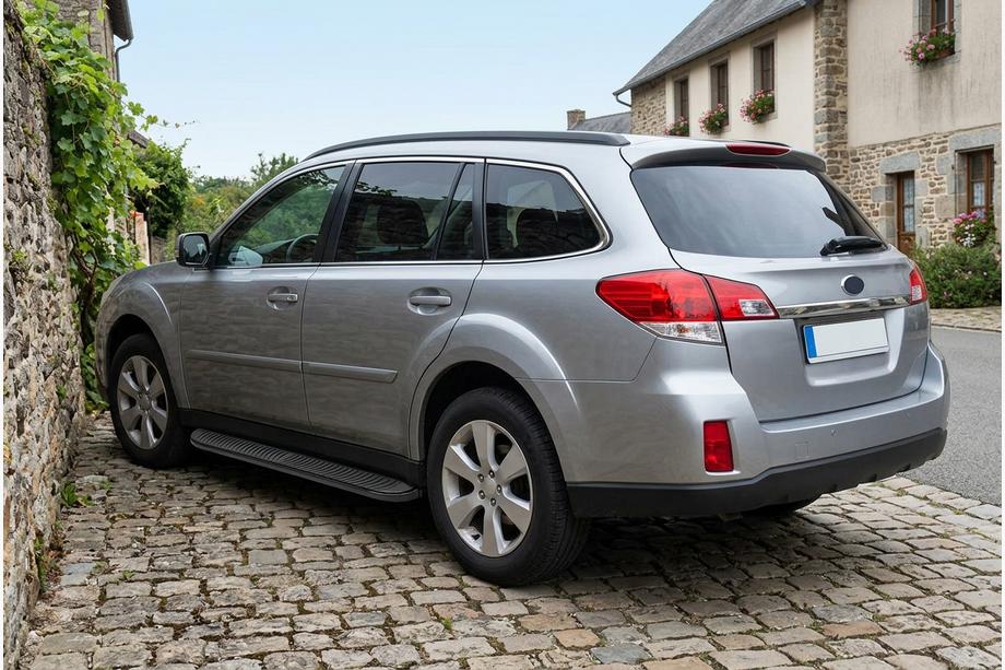 Subaru Outback 2009-2014 гг. Боковые Подножки Tayga Black (2 шт., Алюминий) Image