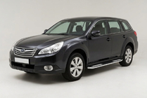 Subaru Outback 2009-2014 гг. Боковые Подножки Tayga V2 (2 шт., Алюминий) фото 1