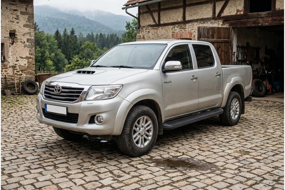 Toyota Hilux 2006-2015 гг. Боковые Подножки Tayga Black (2 шт., Алюминий) Image