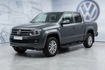 Volkswagen Amarok 2010-2022 гг. Боковые Подножки Tayga Black (2 шт., Алюминий) фото 1