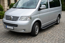 Volkswagen T5 Transporter 2003-2010 гг. Боковые Подножки Tayga Black (2 шт., Алюминий) фото 1