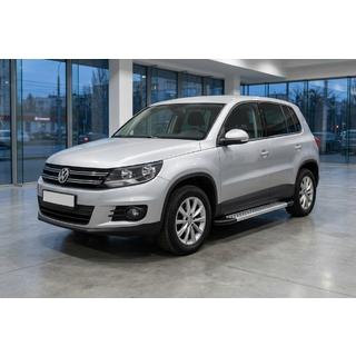 Боковые Подножки New Vision Grey (2 шт., Алюминий) Volkswagen Tiguan 2007-2016 гг. фото 1