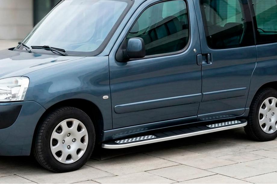 Peugeot Partner 1996-2008 гг. Боковые Подножки Tayga V2 (2 шт., Алюминий) Image