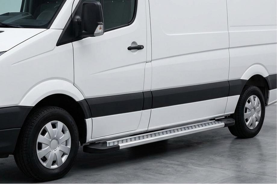 Volkswagen Crafter 2016- гг. Боковые Подножки New Vision Grey (2 шт., Алюминий) Long/ExtraLong Фото 1