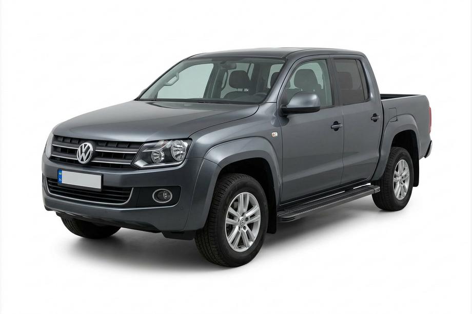 Volkswagen Amarok 2010-2022 гг. Боковые Подножки Maya V1 Черные (2 шт., Алюминий) Image