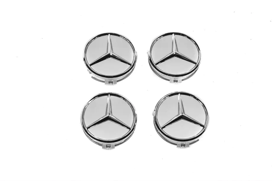 Mercedes-Benz Колпачки на диски 70/75 мм с кольцом (4 шт, серые) Фото 5