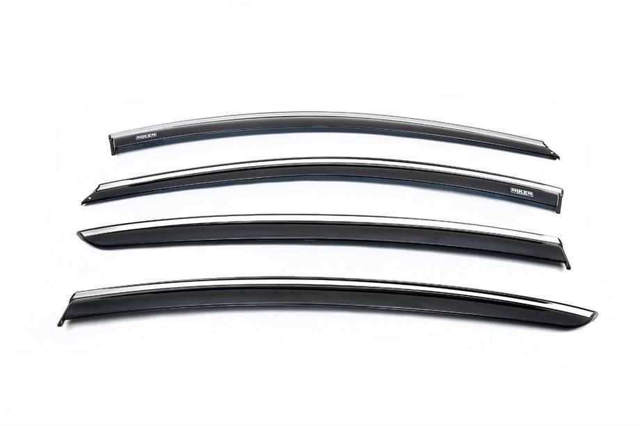 Renault Fluence 2009-2016 гг. Ветровики с хромом (4 шт, Niken Chrome) Фото 2