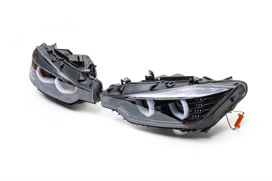 BMW 3 серия F30/F31 2012-2019 гг. Передние фары Xenon с LED габаритами 2012-2015 (2 шт) Прозрачные Фото 5