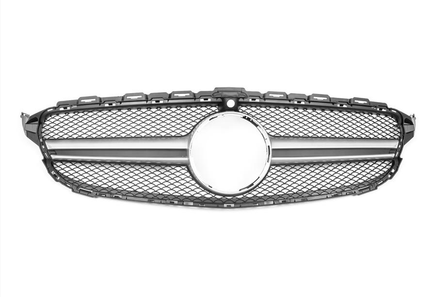 Mercedes C-class W205 2014-2021 гг. Передняя решетка AMG Silver (для Avantgarde/AMG-Line/C43 AMG) 2014-2018, без камеры Фото 2
