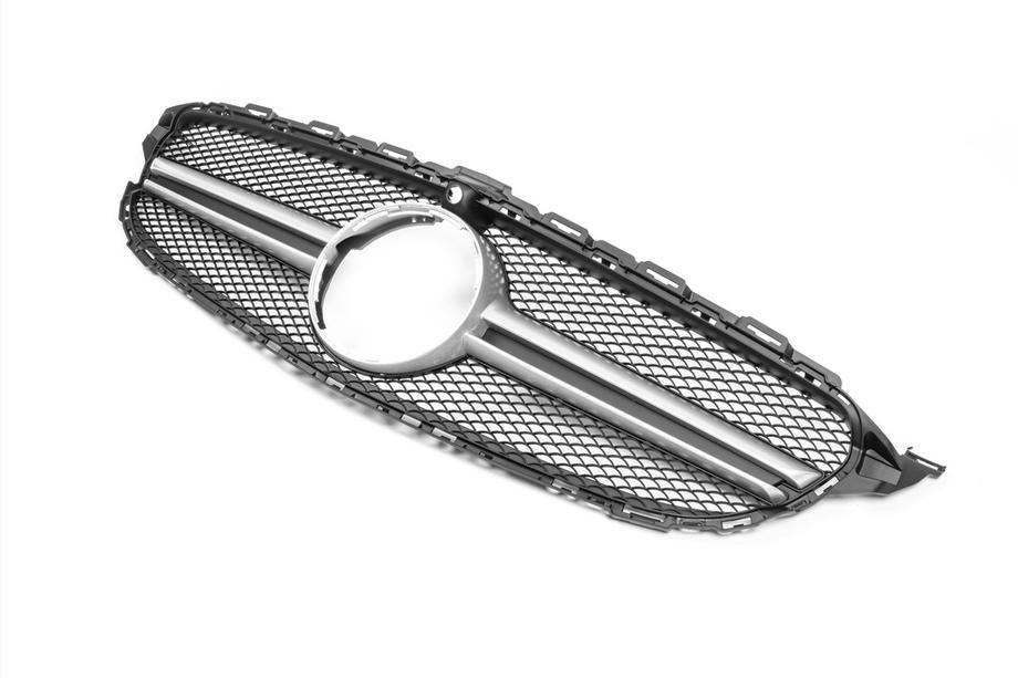 Mercedes C-class W205 2014-2021 гг. Передняя решетка AMG Silver (для Avantgarde/AMG-Line/C43 AMG) 2014-2018, без камеры Фото 6