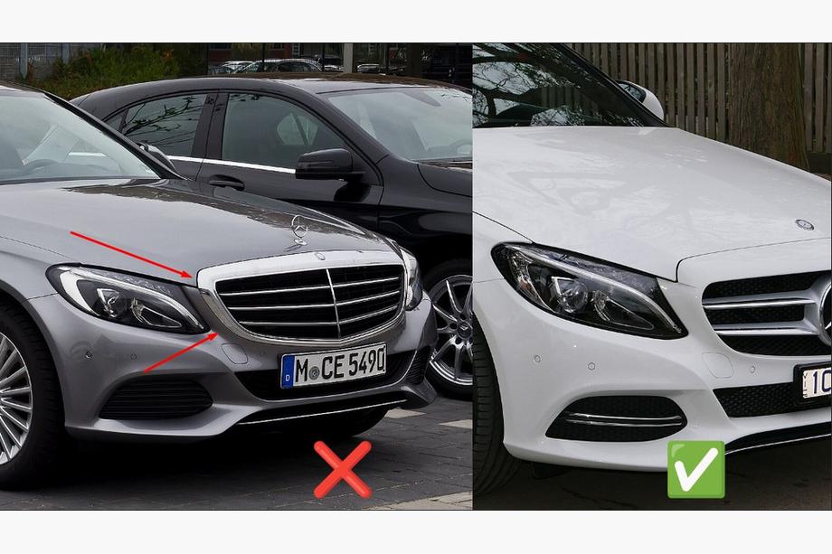 Mercedes C-class W205 2014-2021 гг. Передняя решетка AMG Silver (для Avantgarde/AMG-Line/C43 AMG) 2014-2018, без камеры Фото 4