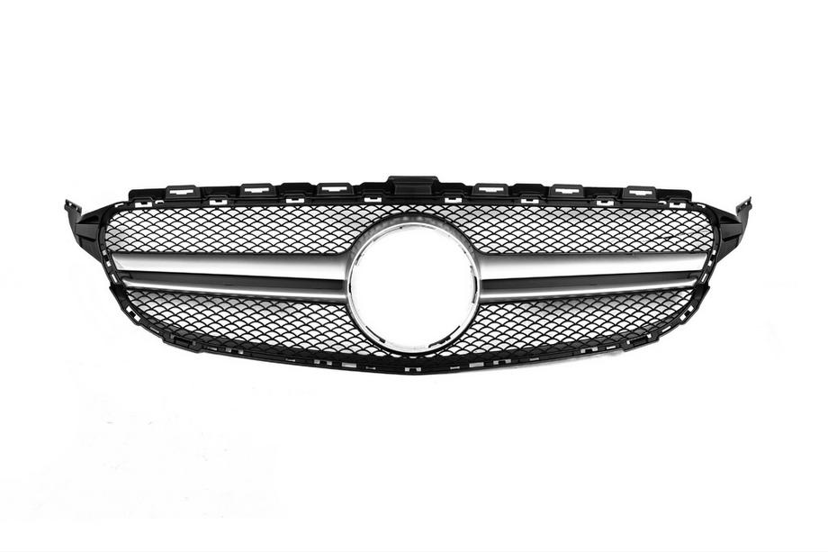 Mercedes C-class W205 2014-2021 гг. Передняя решетка AMG Silver (для Avantgarde/AMG-Line/C43 AMG) 2014-2018, без камеры Фото 7