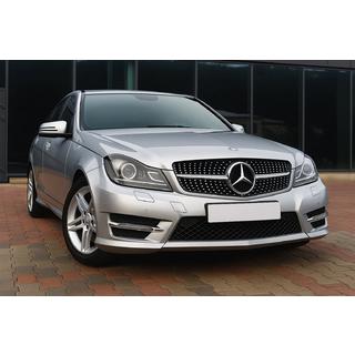 Передняя решетка Diamond Silver Mercedes C-class W204 2007-2015 гг. фото 1