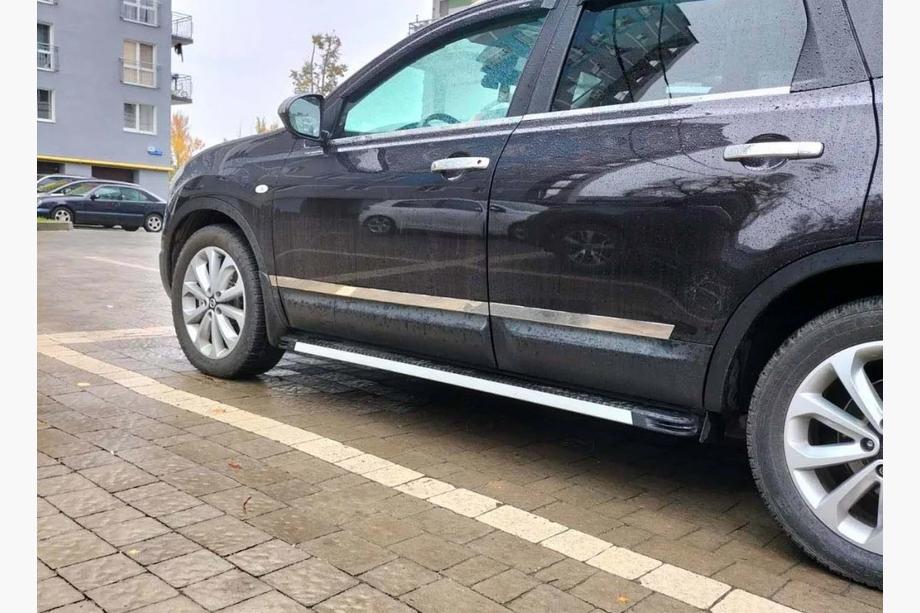 Nissan Qashqai 2007-2010 гг. Дверные молдинги Carmos (4 шт, нержавейка) Carmos, +2 (длинный) Фото 3