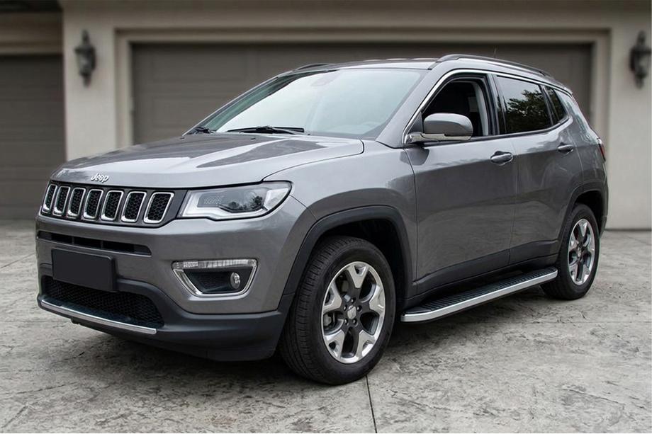 Jeep Compass 2016- гг. Боковые Подножки Tayga Grey (2 шт., Алюминий) Image