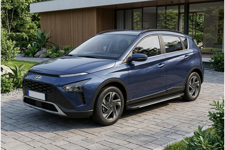 Hyundai Bayon 2021- гг. Боковые Подножки Bosphore Grey (2 шт., Алюминий) Image