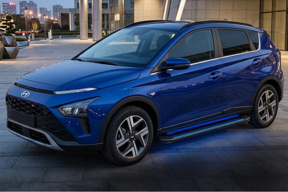 Hyundai Bayon 2021- гг. Боковые Подножки Maya Blue (2 шт., Алюминий) Фото 1