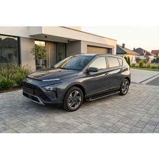 Боковые Подножки Allmond Black (2 шт., Алюминий) Hyundai Bayon 2021- гг. фото 1