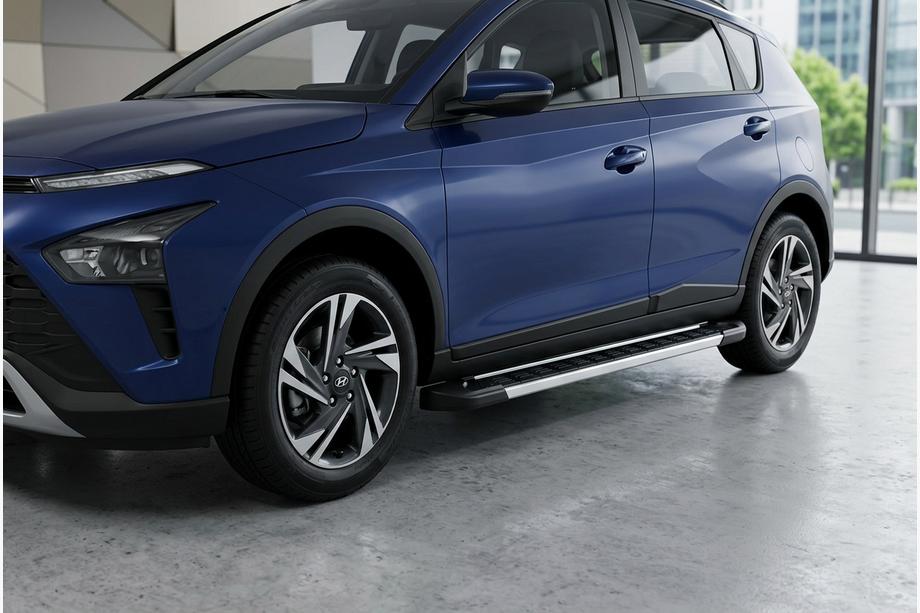 Hyundai Bayon 2021- гг. Боковые Подножки RedLine (2 шт., Алюминий) Image