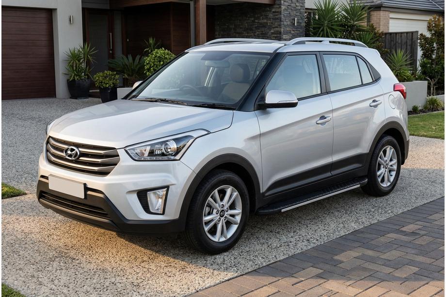 Hyundai Creta 2014-2020 гг. Боковые Подножки Bosphore Grey (2 шт., Алюминий) Image