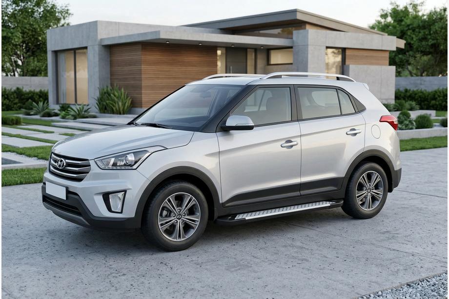 Hyundai Creta 2014-2020 гг. Боковые пороги Allmond Grey (2 шт., алюминий) Image