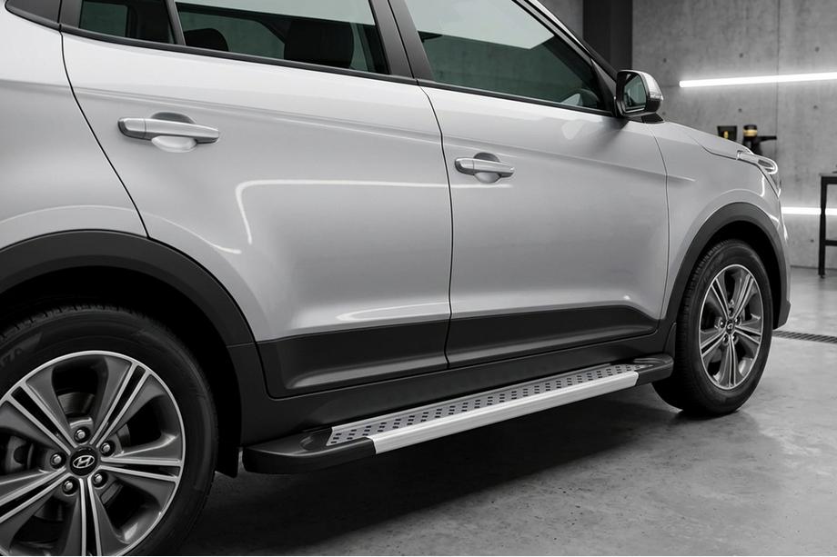 Hyundai Creta 2014-2020 гг. Боковые Подножки Vision New Grey (2 шт., Алюминий) Image