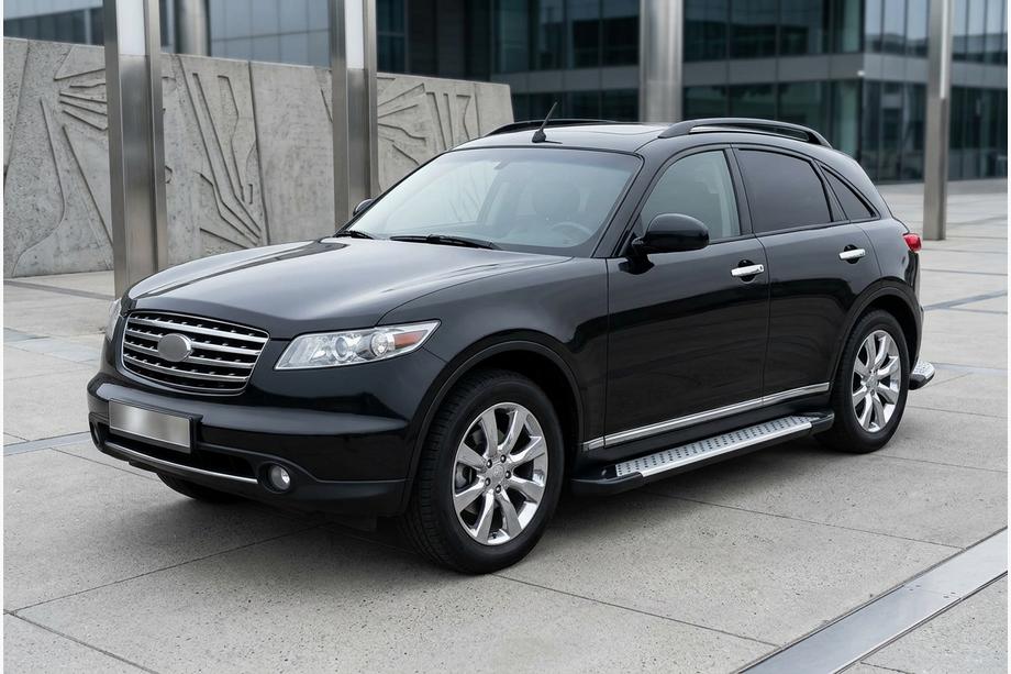Infiniti FX 2003-2008 гг. Боковые пороги Allmond Grey (2 шт., алюминий) Фото 1