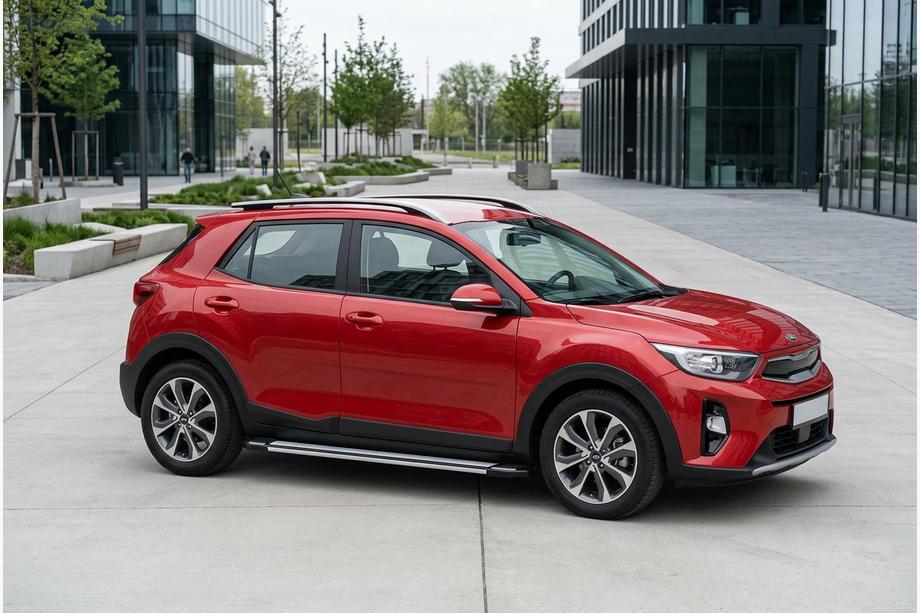 Kia Stonic 2017- гг. Боковые Подножки Rainbow (2 шт., Алюминий) Image