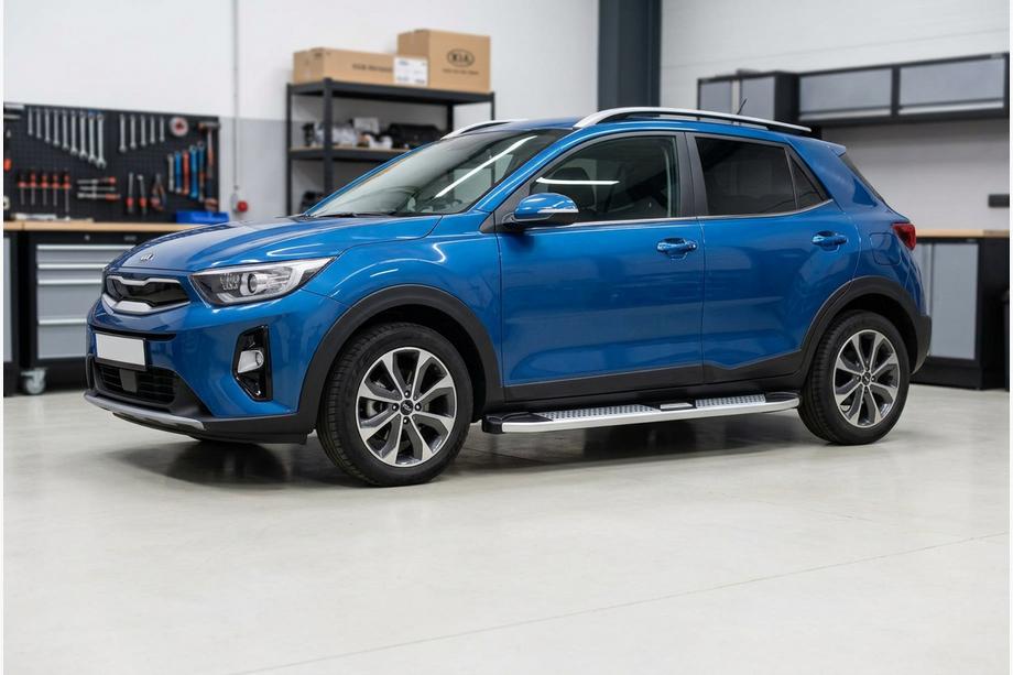 Kia Stonic 2017- гг. Боковые Подножки Mevsim Grey (2 шт., Алюминий) Image
