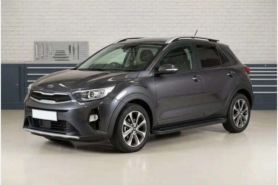 Kia Stonic 2017- гг. Боковые Подножки Allmond Black (2 шт., Алюминий) Image