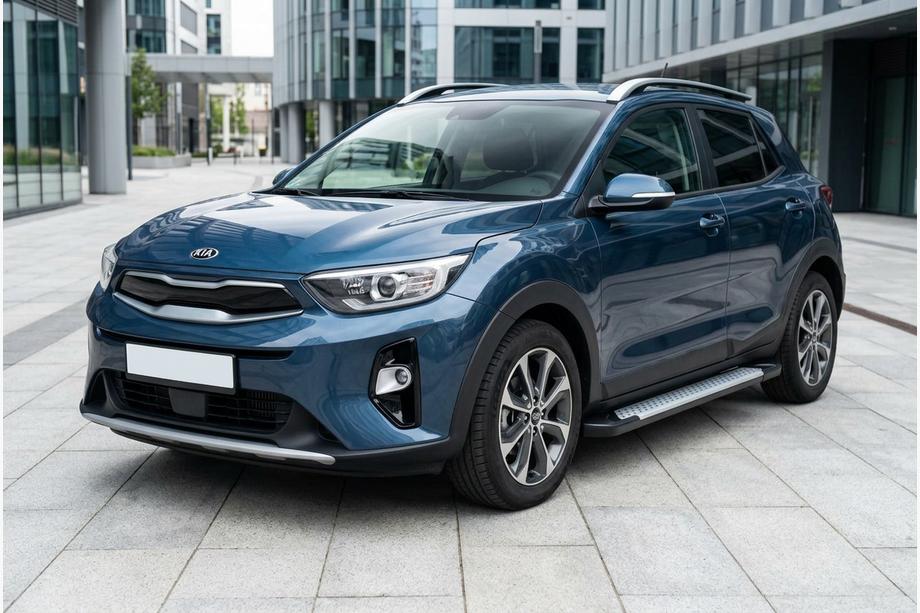 Kia Stonic 2017- гг. Боковые пороги Allmond Grey (2 шт., алюминий) Image
