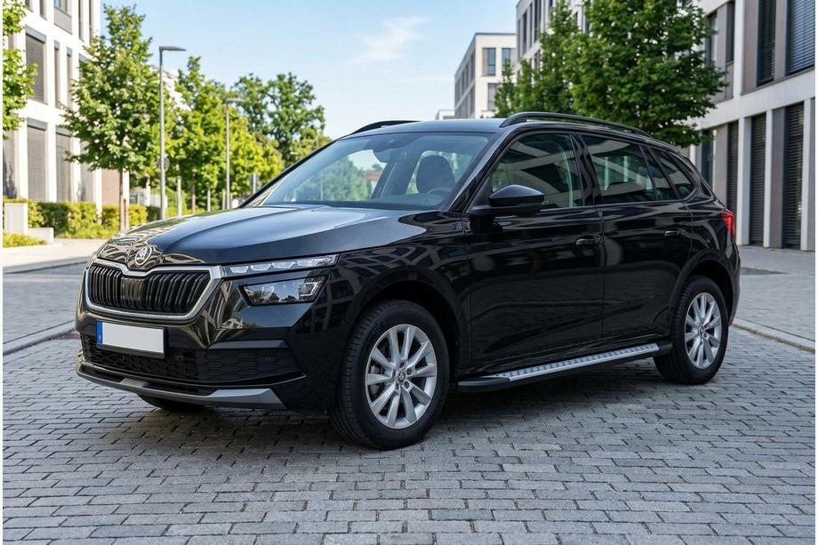Skoda Kamiq 2019- гг. Боковые пороги Allmond Grey (2 шт., алюминий) Image