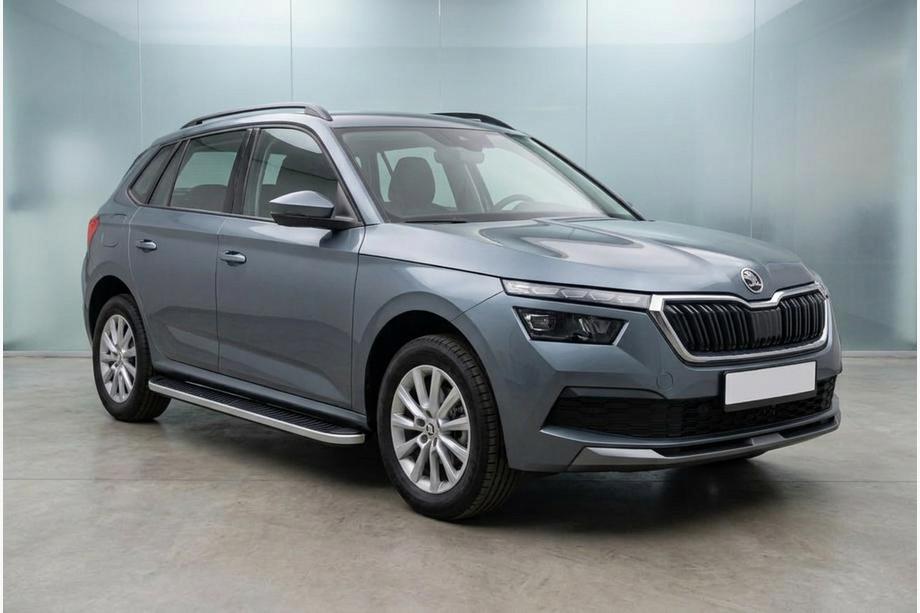 Skoda Kamiq 2019- гг. Боковые Подножки Tayga Grey (2 шт., Алюминий) Image