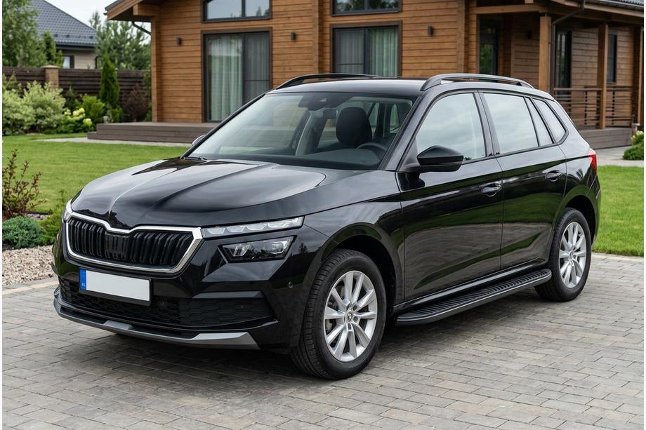 Skoda Kamiq 2019- гг. Боковые Подножки Tayga Black (2 шт., Алюминий) Фото 1