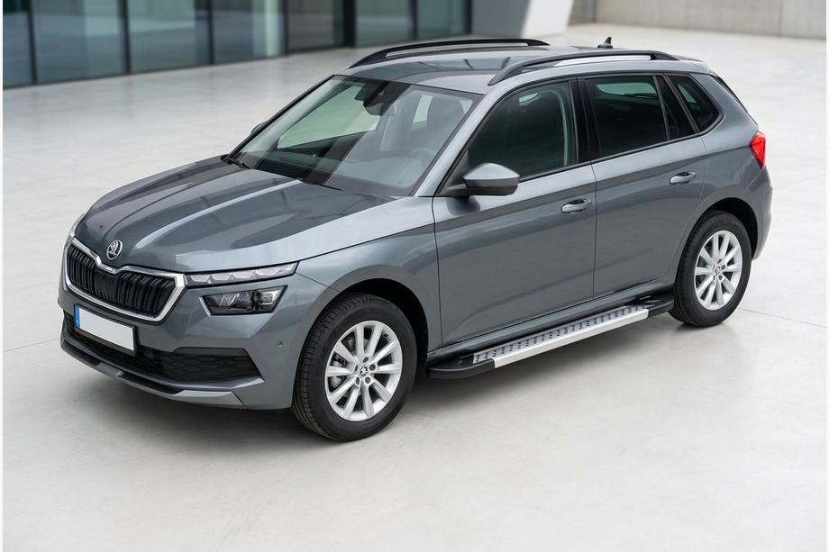 Skoda Kamiq 2019- гг. Боковые Подножки Vision New Grey (2 шт., Алюминий) Image