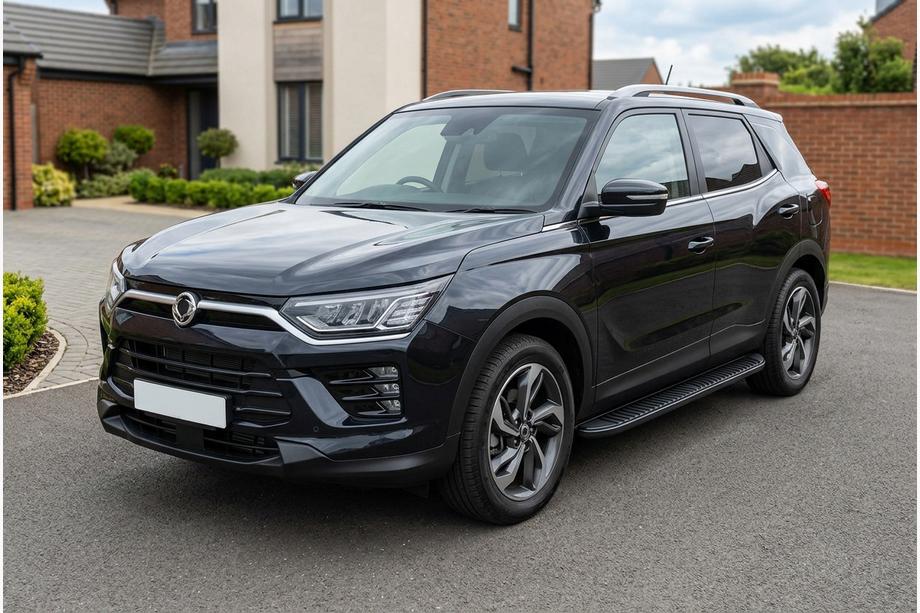 SsangYong Korando 2019- гг. Боковые Подножки Tayga Black (2 шт., Алюминий) Image