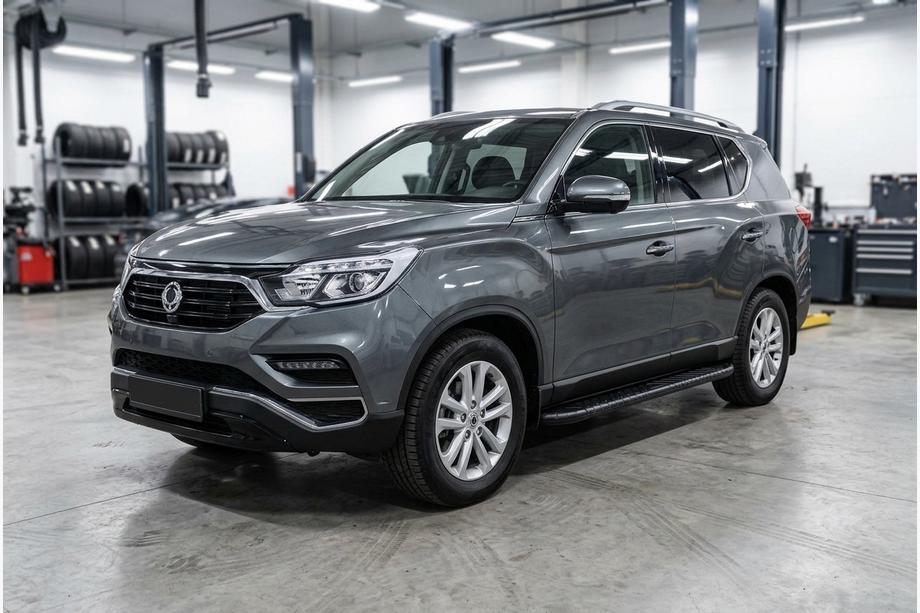 SsangYong Rexton II 2017- гг. Боковые Подножки Bosphore Black (2 шт., Алюминий) Image