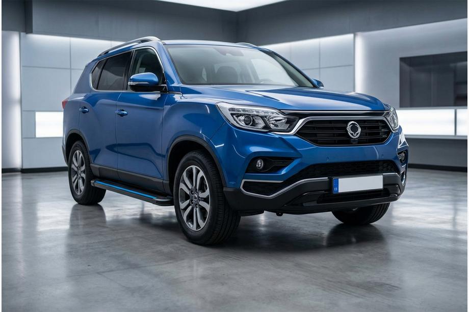 SsangYong Rexton II 2017- гг. Боковые Подножки Maya Blue (2 шт., Алюминий) Image