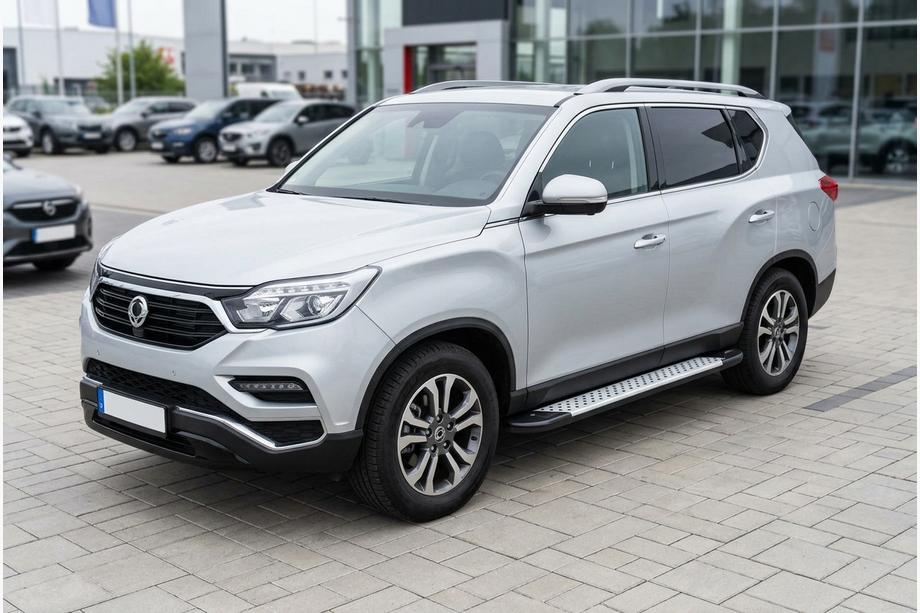 SsangYong Rexton II 2017- гг. Боковые пороги Allmond Grey (2 шт., алюминий) Image