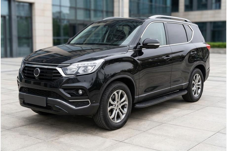 SsangYong Rexton II 2017- гг. Боковые Подножки Tayga Black (2 шт., Алюминий) Image