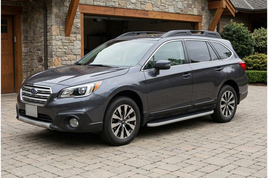 Subaru Outback 2014-2019 гг. Боковые Подножки Tayga Grey (2 шт., Алюминий) Image