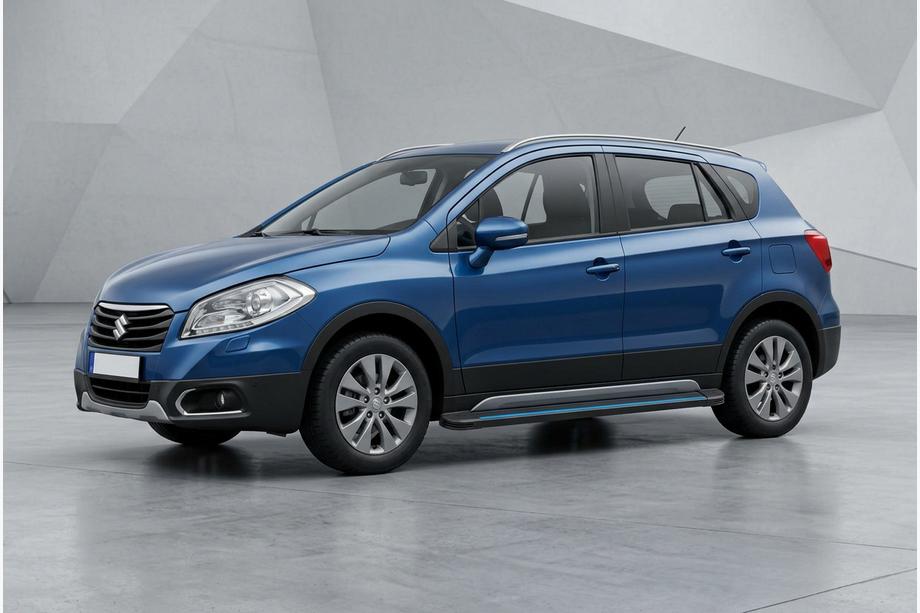 Suzuki SX4 S-Cross 2013-2016 гг. Боковые Подножки Maya Blue (2 шт., Алюминий) Image