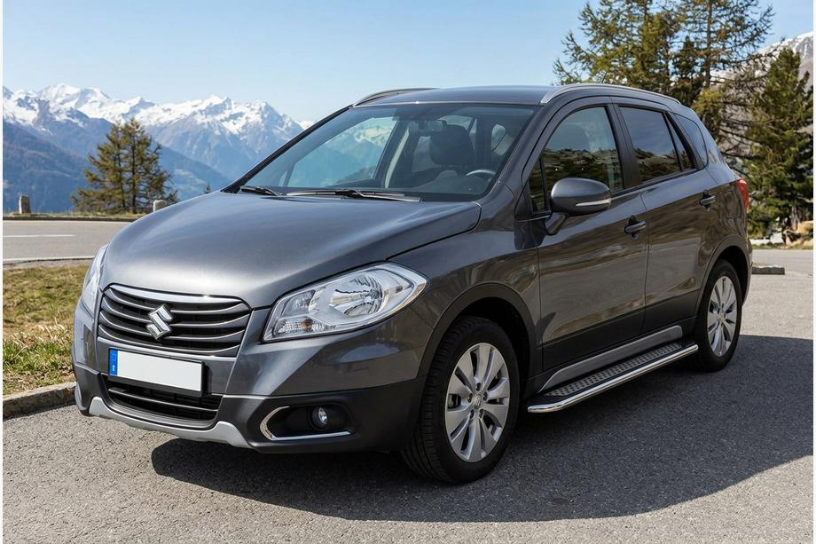 Suzuki SX4 S-Cross 2013-2016 гг. Боковые Подножки Maydos V2 (2 шт., Алюминий и Нержавейка) Image