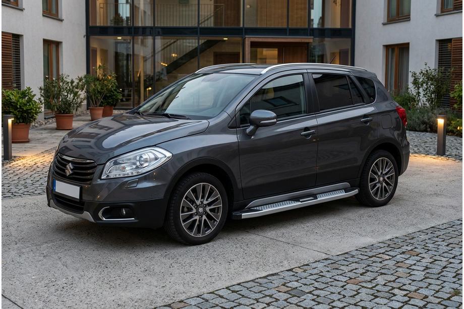 Suzuki SX4 S-Cross 2013-2016 гг. Боковые Подножки Mevsim Grey (2 шт., Алюминий) Фото 1