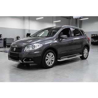 Боковые Подножки Tayga V2 (2 шт., Алюминий) Suzuki SX4 S-Cross 2013-2016 гг. фото 1