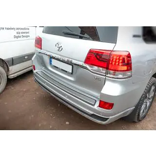 Вставка в задний бампер 2016+ (ABS+ нержавейка) Toyota Land Cruiser 200 2007-2021 гг. фото 3