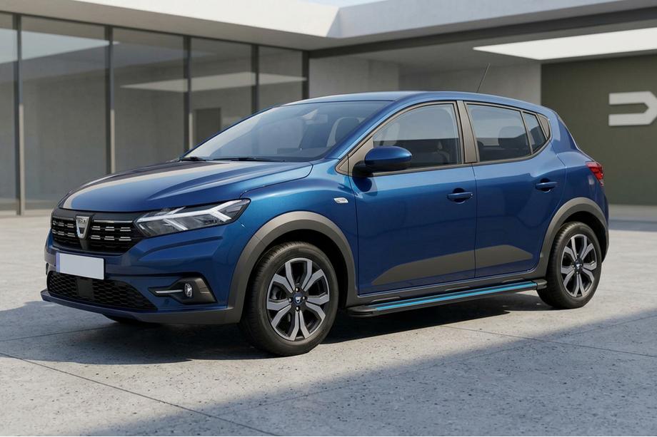 Dacia Sandero 2021- гг. Боковые Подножки Maya Blue (2 шт., Алюминий) Фото 1