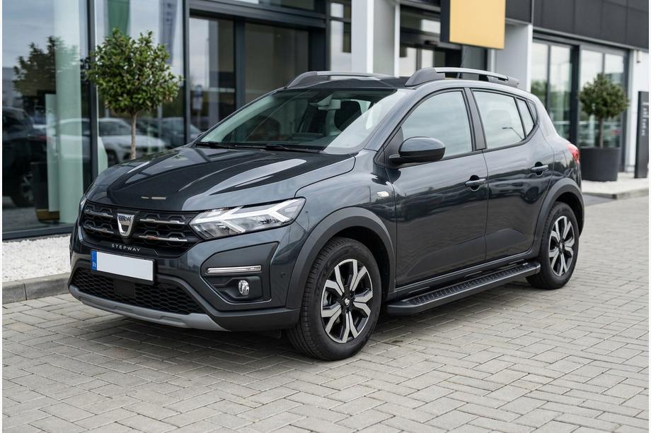 Dacia Sandero 2021- гг. Боковые Подножки Allmond Black (2 шт., Алюминий) Фото 1